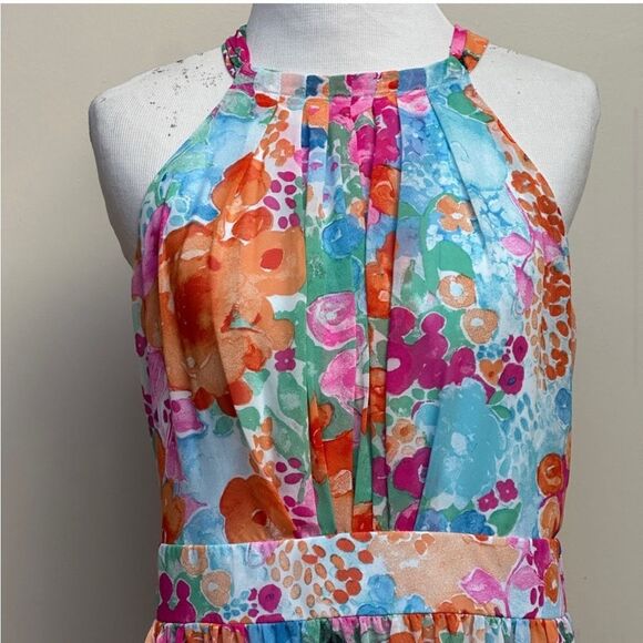 INC International Concepts Floral-Print Halter Maxi Dress Tropical Rose Sz 6 - Picture 3 of 12